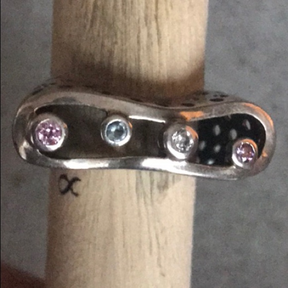 Artisan Silver 925 and gentle pastel CZ Ring